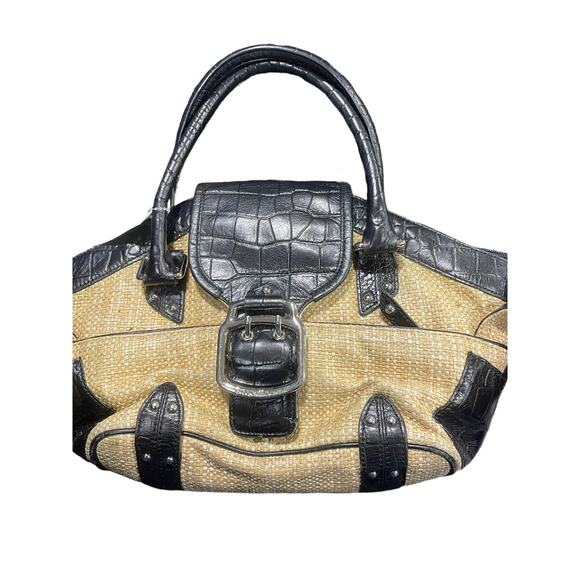 Cole Haan Amanda Straw and Leather Handbag - Picture 1 of 12